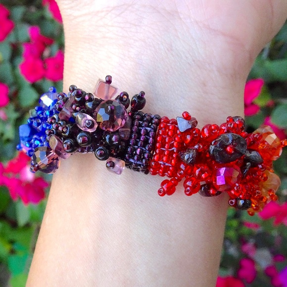 Rainbow Crystal Beaded Colorful Pride Magnetic Closure Statement Bracelet :) - Picture 9 of 10
